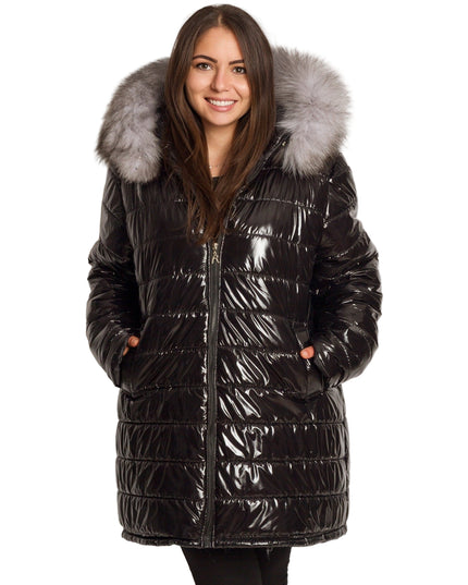 Μπουφάν Μαύρο με φυσικη γούνα-Φθινόπωρο-Χειμώνας