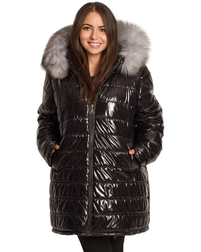 Μπουφάν Μαύρο με φυσικη γούνα-Φθινόπωρο-Χειμώνας