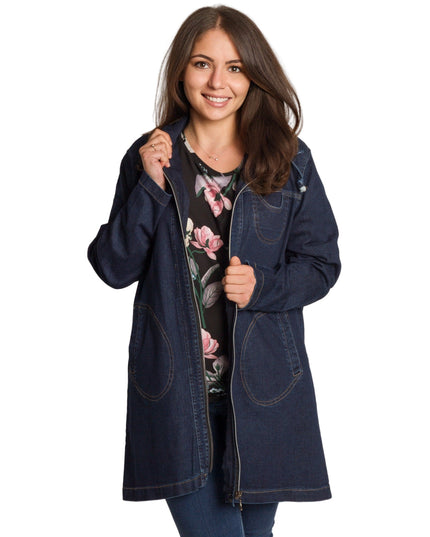 Γυναικείο τζιν μπουφάν σε μεγάλα μεγέθη με τσέπες