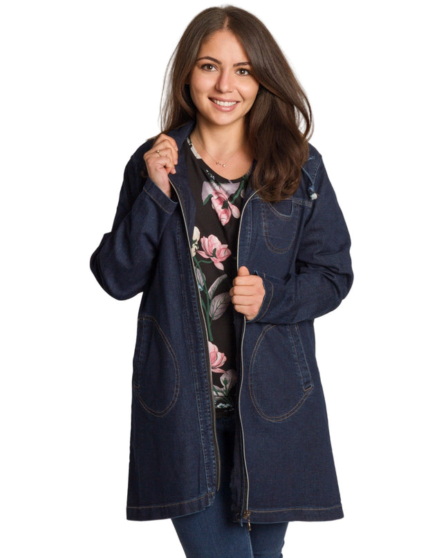 Γυναικείο τζιν μπουφάν σε μεγάλα μεγέθη με τσέπες