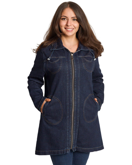 Γυναικείο τζιν μπουφάν σε μεγάλα μεγέθη με τσέπες