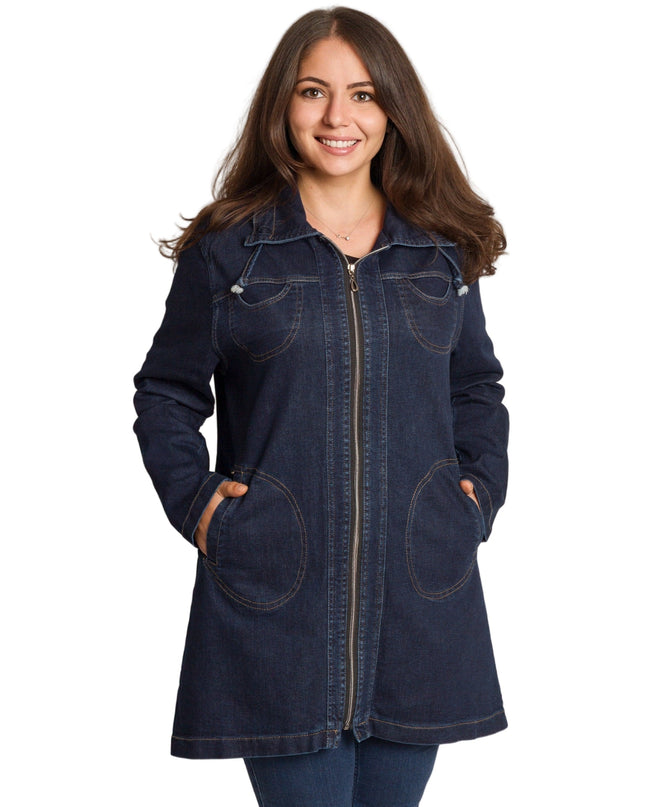 Γυναικείο τζιν μπουφάν σε μεγάλα μεγέθη με τσέπες