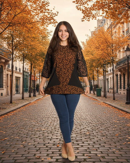 Επίσημη Τουνίκ με Όμορφο Τούλι και 3/4 Μανίκια