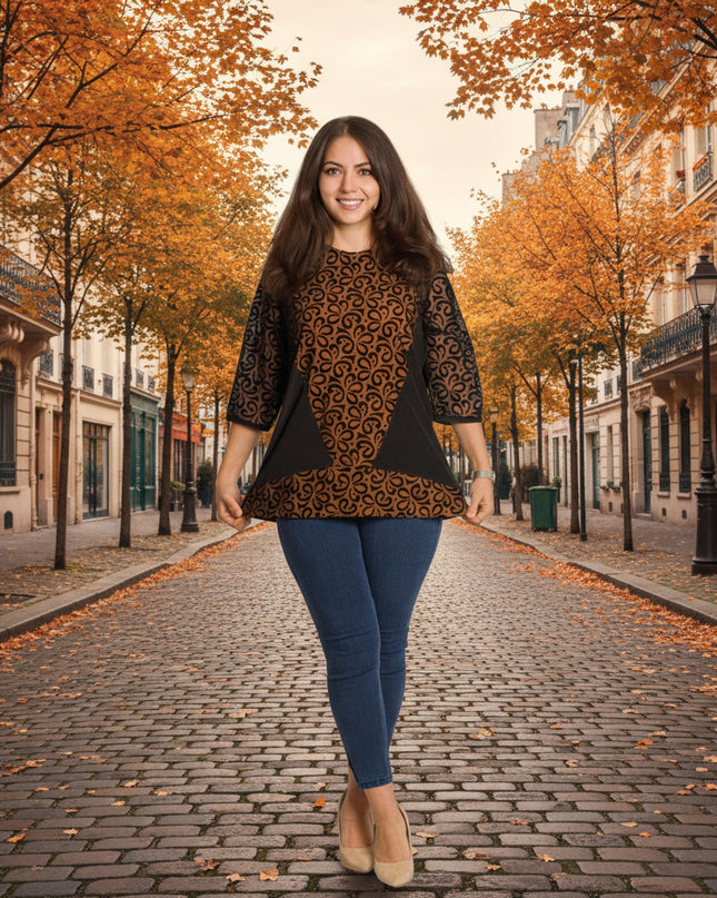 Επίσημη Τουνίκ με Όμορφο Τούλι και 3/4 Μανίκια