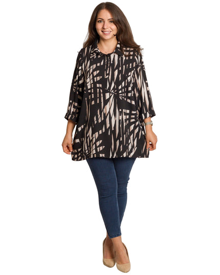 Γυναικείο μαύρο πουκάμισο σε μεγάλα μεγέθη