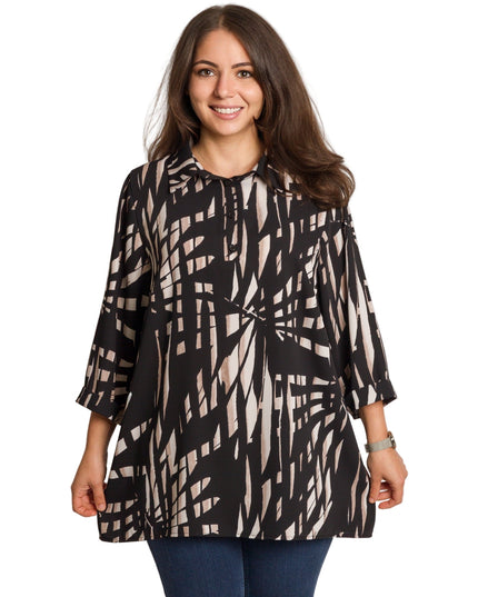 Γυναικείο μαύρο πουκάμισο σε μεγάλα μεγέθη