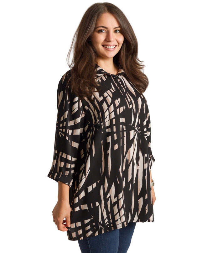 Γυναικείο μαύρο πουκάμισο σε μεγάλα μεγέθη