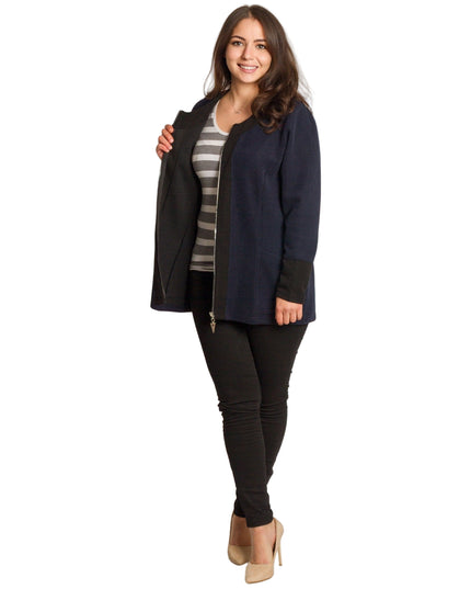 Γυναικεία ζακέτα σε μεγάλα μεγέθη σε σκούρο μπλε