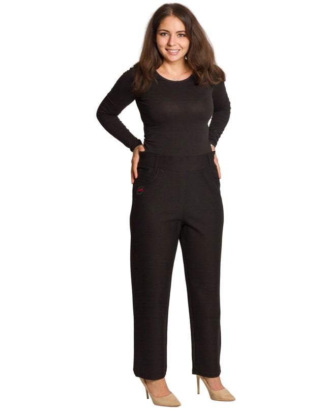 Μαύρο γυναικείο παντελόνι με ψηλή μέση σε μεγάλα μεγέθη