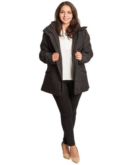 Γυναικείο μαύρο καπιτονέ μπουφάν με τσέπες