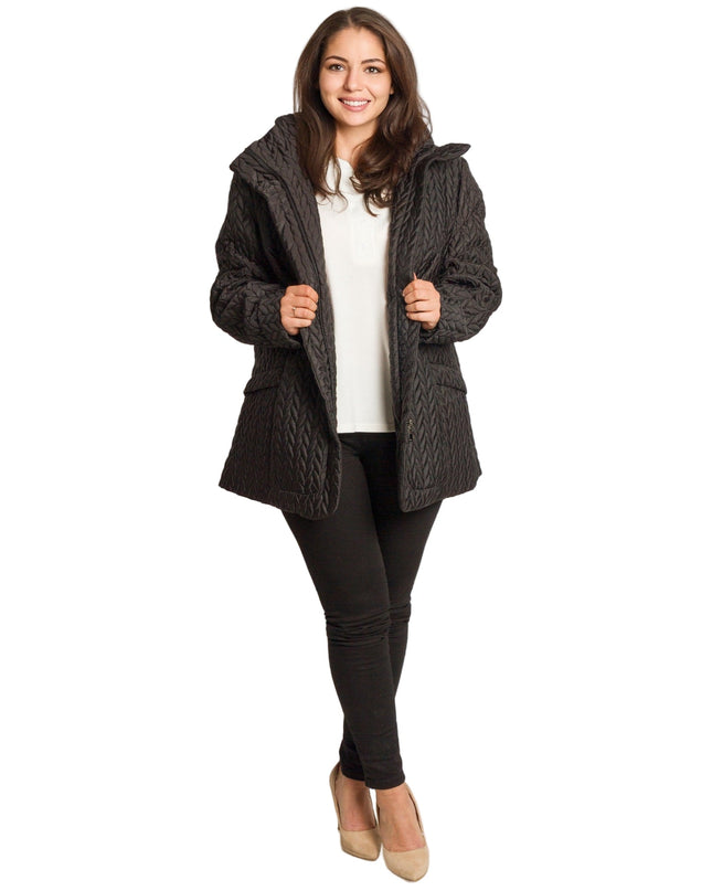 Γυναικείο μαύρο καπιτονέ μπουφάν με τσέπες