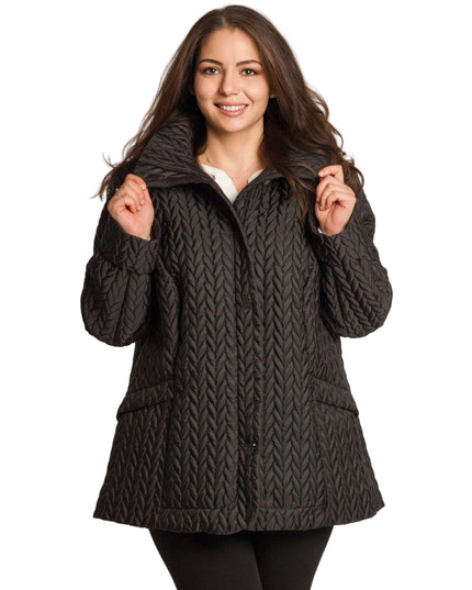 Γυναικείο μαύρο καπιτονέ μπουφάν με τσέπες