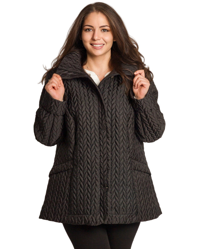 Γυναικείο μαύρο καπιτονέ μπουφάν με τσέπες