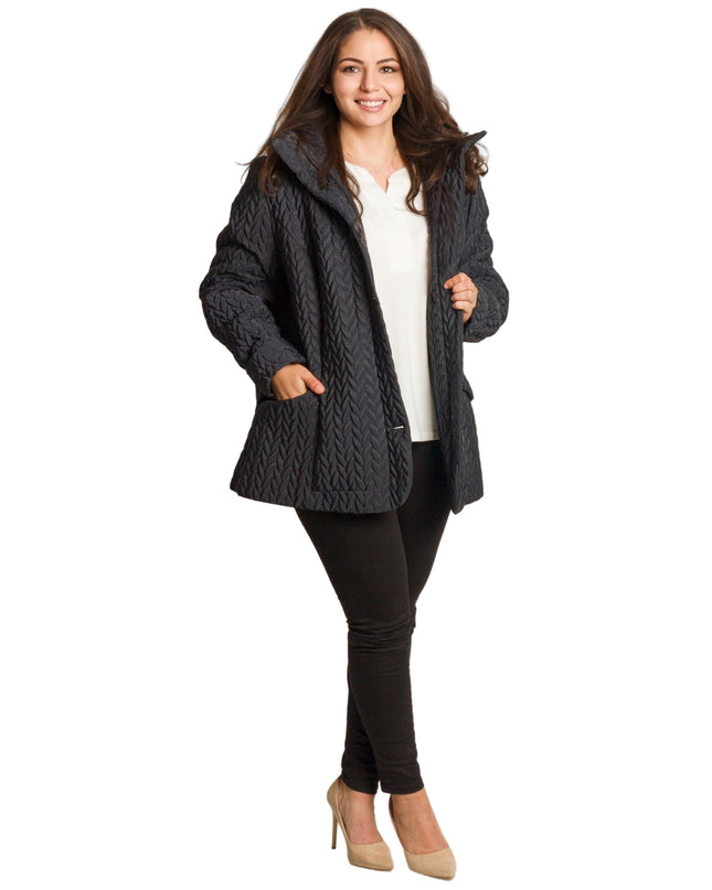 Καπιτονέ μπουφάν με τσέπες σε μεγάλα μεγέθη