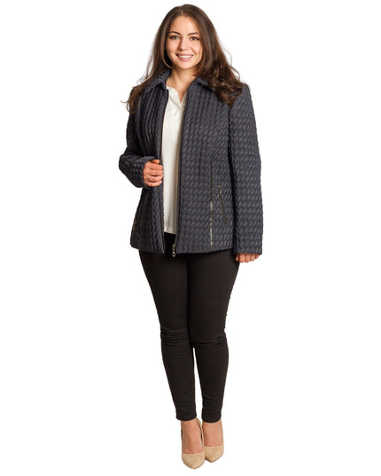 Γυναικείo μπουφάν σε μπλε με ανάγλυφη υφή