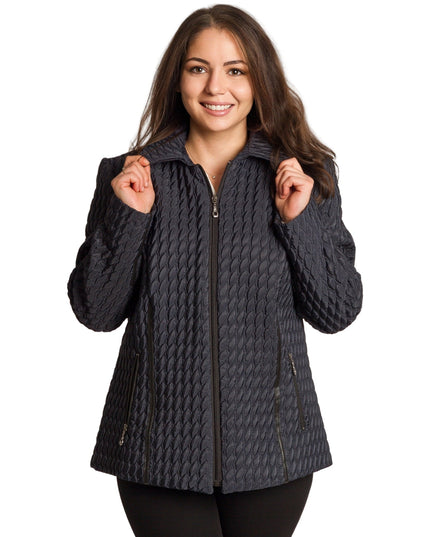 Γυναικείo μπουφάν σε μπλε με ανάγλυφη υφή