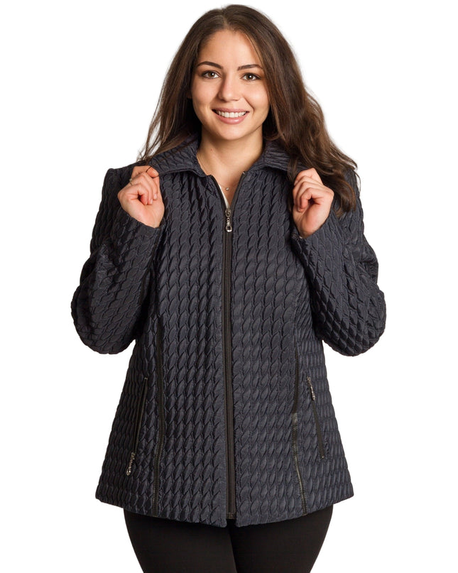 Γυναικείo μπουφάν σε μπλε με ανάγλυφη υφή