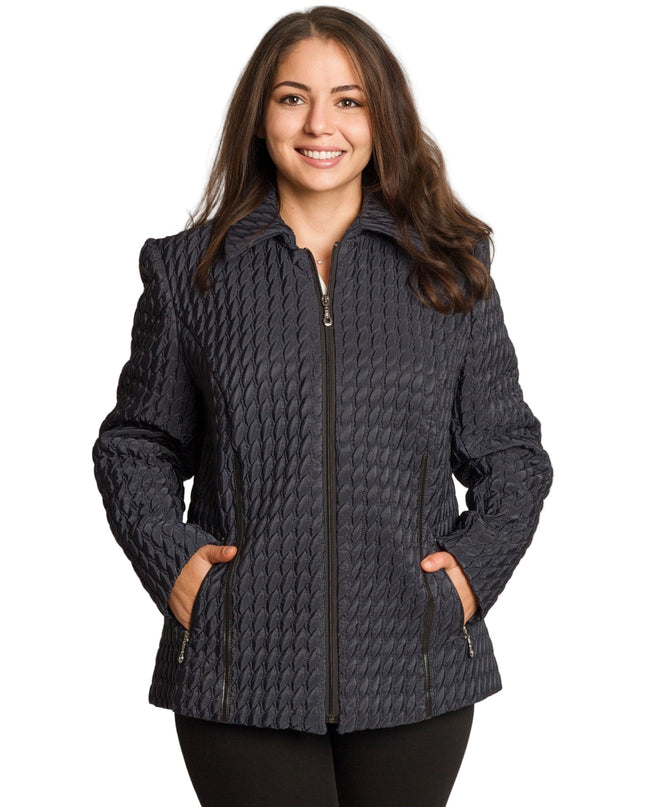 Γυναικείo μπουφάν σε μπλε με ανάγλυφη υφή