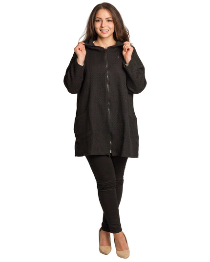 Γυναικεία μαύρη ζακέτα με φερμουάρ και τσέπες