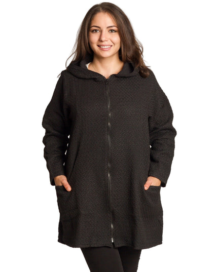 Γυναικεία μαύρη ζακέτα με φερμουάρ και τσέπες