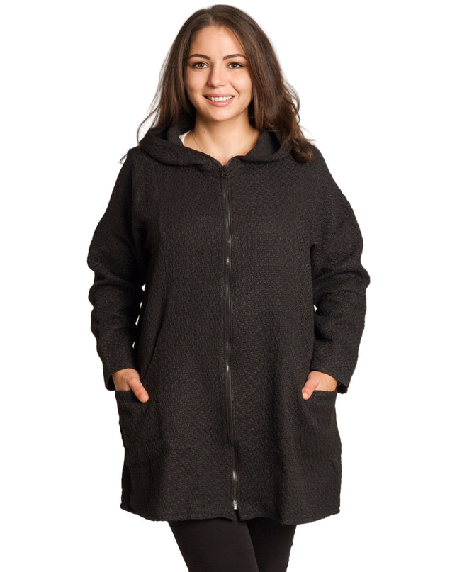 Γυναικεία μαύρη ζακέτα με φερμουάρ και τσέπες