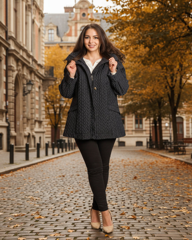 Καπιτονέ μπουφάν με τσέπες σε μεγάλα μεγέθη