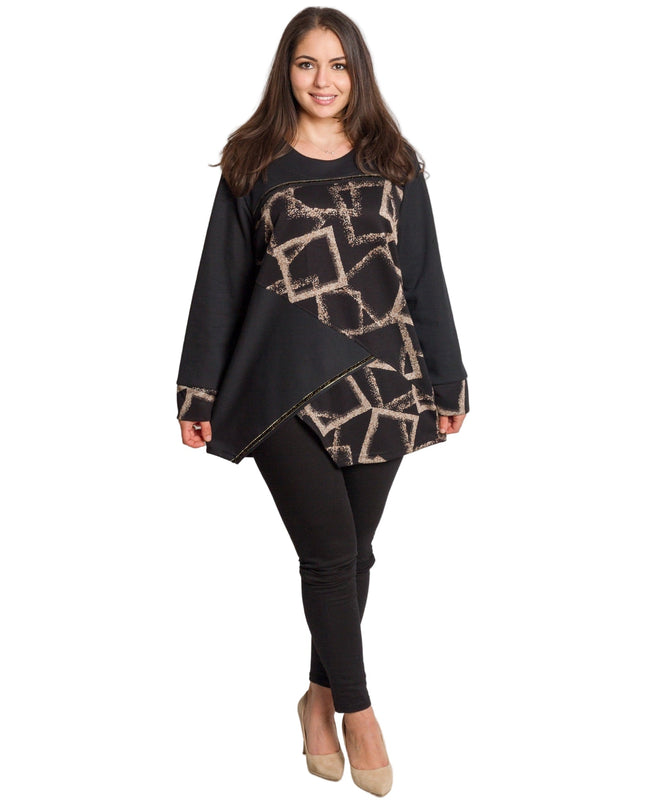 Μαύρη τουνίκ με ασύμμετρο κόψιμο