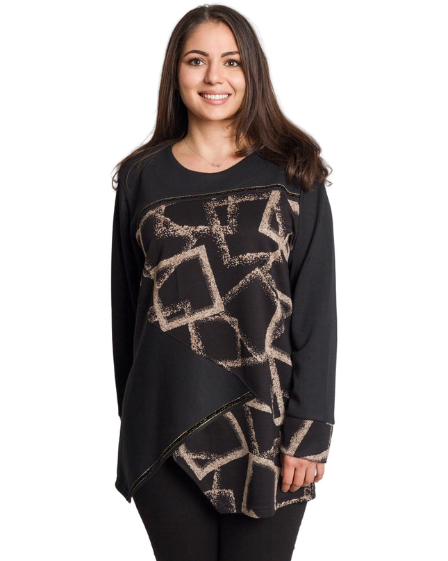 Μαύρη τουνίκ με ασύμμετρο κόψιμο