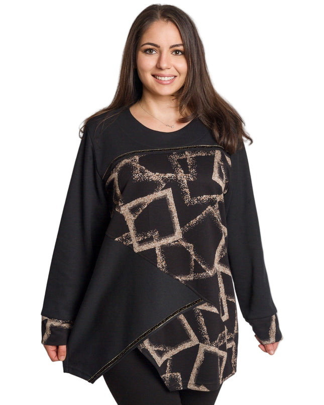 Μαύρη τουνίκ με ασύμμετρο κόψιμο