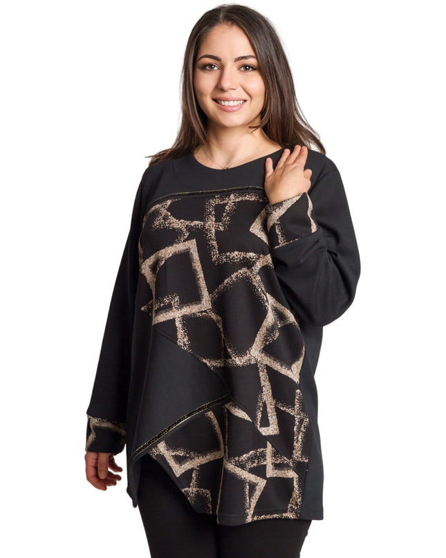 Μαύρη τουνίκ με ασύμμετρο κόψιμο