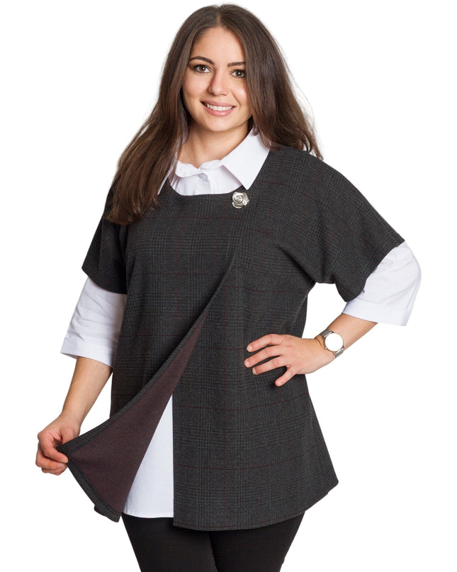 Επίσημο σετ με πουκάμισο και μάλλινο γκρι γιλέκο