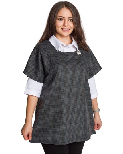 Επίσημο σετ με πουκάμισο και γκρι καρό γιλέκο