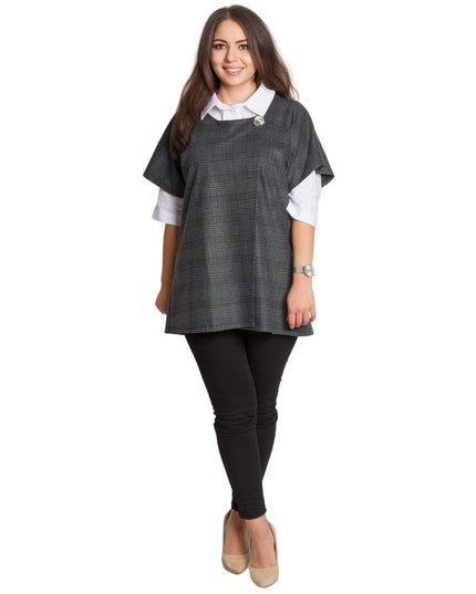 Επίσημο σετ με πουκάμισο και γκρι καρό γιλέκο