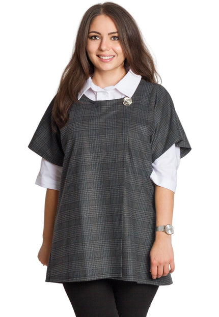 Επίσημο σετ με πουκάμισο και γκρι καρό γιλέκο