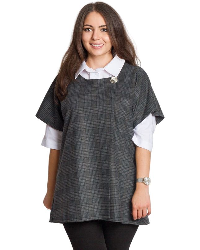 Επίσημο σετ με πουκάμισο και γκρι καρό γιλέκο