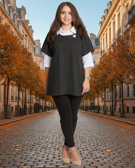 Επίσημο σετ με πουκάμισο και μάλλινο γκρι γιλέκο