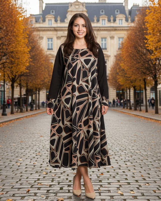 Κομψό μακρύ φόρεμα σε μεγάλα μεγέθη