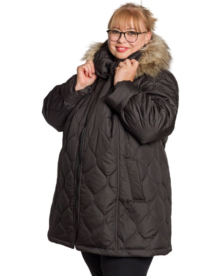 Μαύρο μπουφάν με κουκούλα μεγάλα μεγέθη