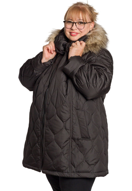 Μαύρο μπουφάν με κουκούλα μεγάλα μεγέθη