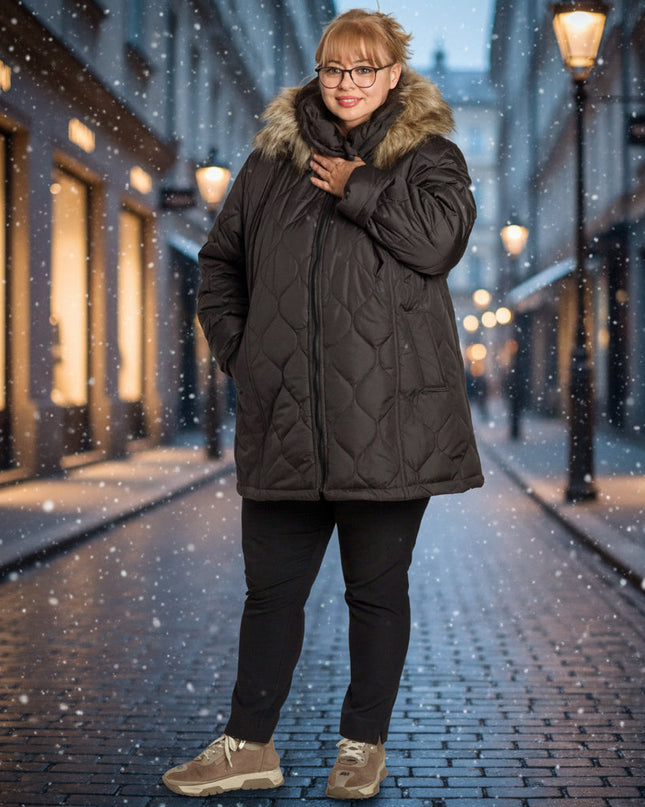 Μαύρο μπουφάν με κουκούλα μεγάλα μεγέθη