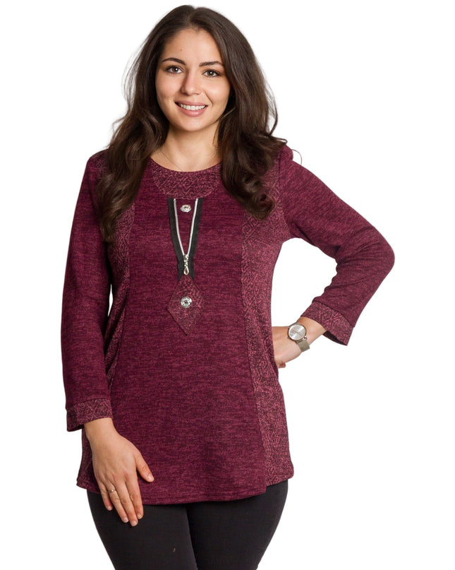Μπορντό τουνίκ σε ίσια γραμμή με διακοσμητικό φερμουάρ