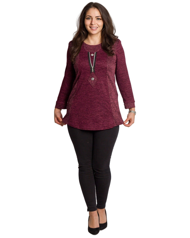 Μπορντό τουνίκ σε ίσια γραμμή με διακοσμητικό φερμουάρ