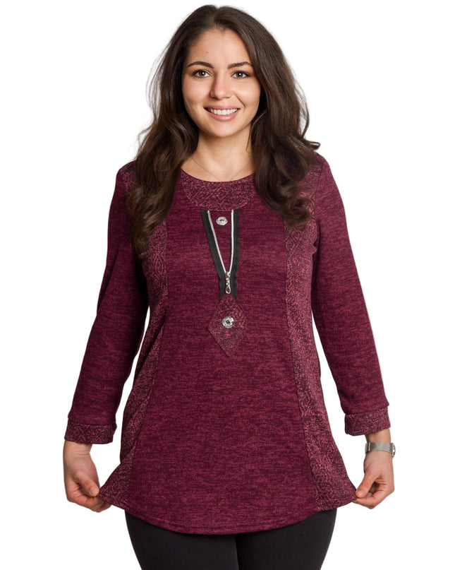 Μπορντό τουνίκ σε ίσια γραμμή με διακοσμητικό φερμουάρ