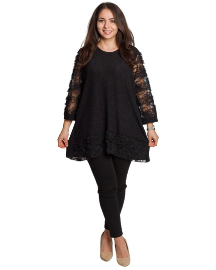 Επίσημη μαύρη τουνίκ με τούλι και λουλούδια