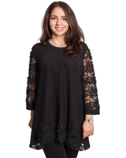 Επίσημη μαύρη τουνίκ με τούλι και λουλούδια