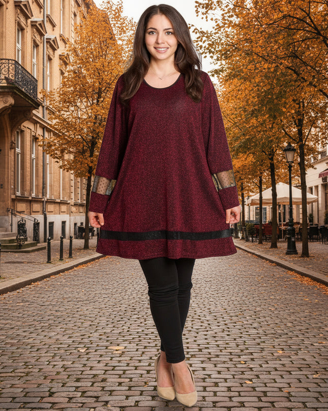 Μπορντό τουνίκ με λάμψη για επίσημες εμφανίσεις