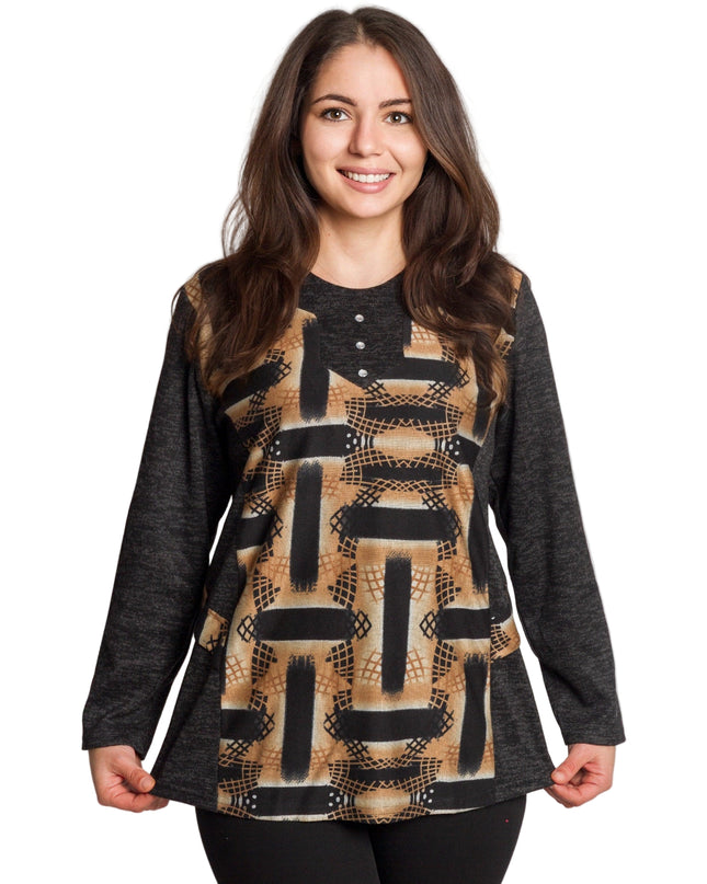 Γκρι τουνίκ με αφηρημένο μοτίβο και διακοσμητικά