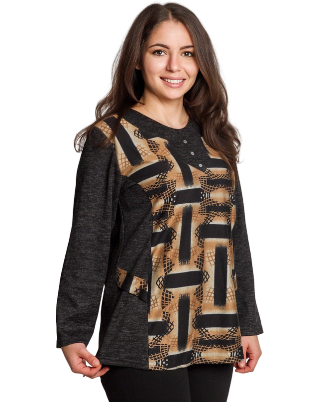 Γκρι τουνίκ με αφηρημένο μοτίβο και διακοσμητικά