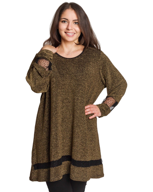 Επίσημη χρυσή τουνίκ με λάμψη σε μεγάλα μεγέθη