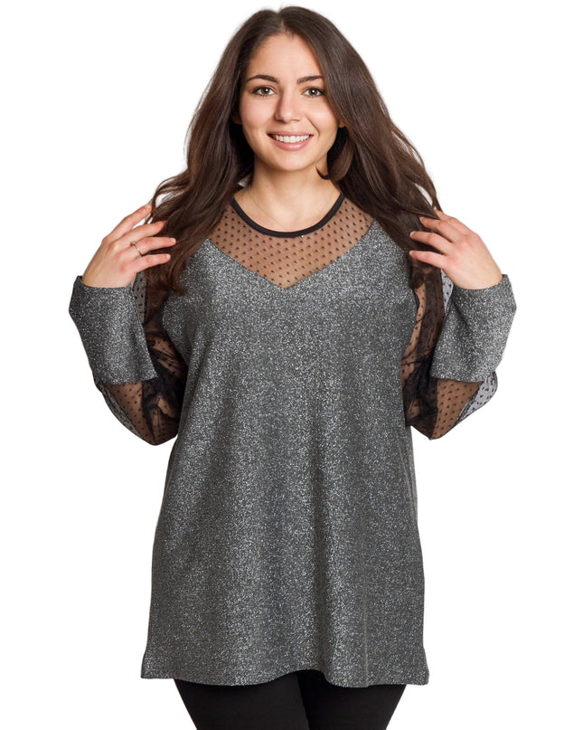 Ασημί τουνίκ με λάμψη για επίσημες εμφανίσεις